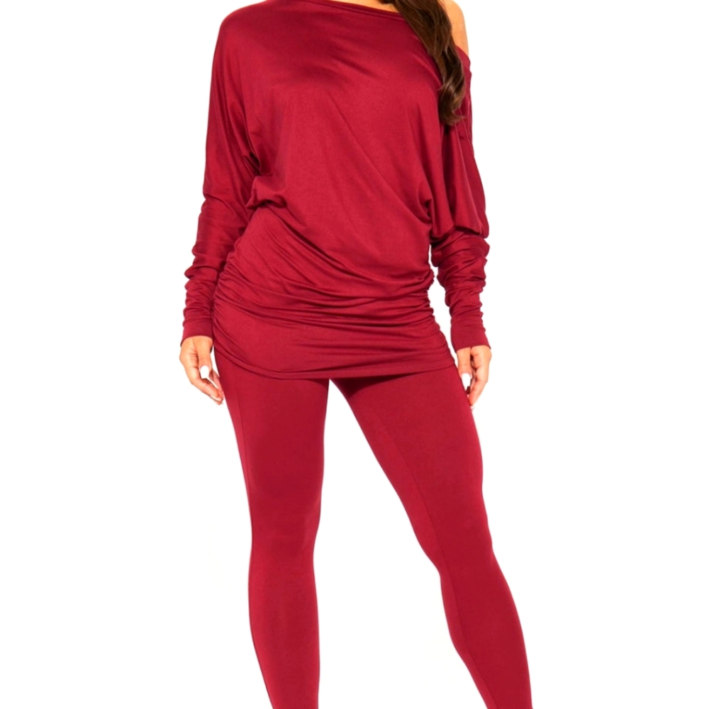 Chic Red Off-Shoulder Lounge Set